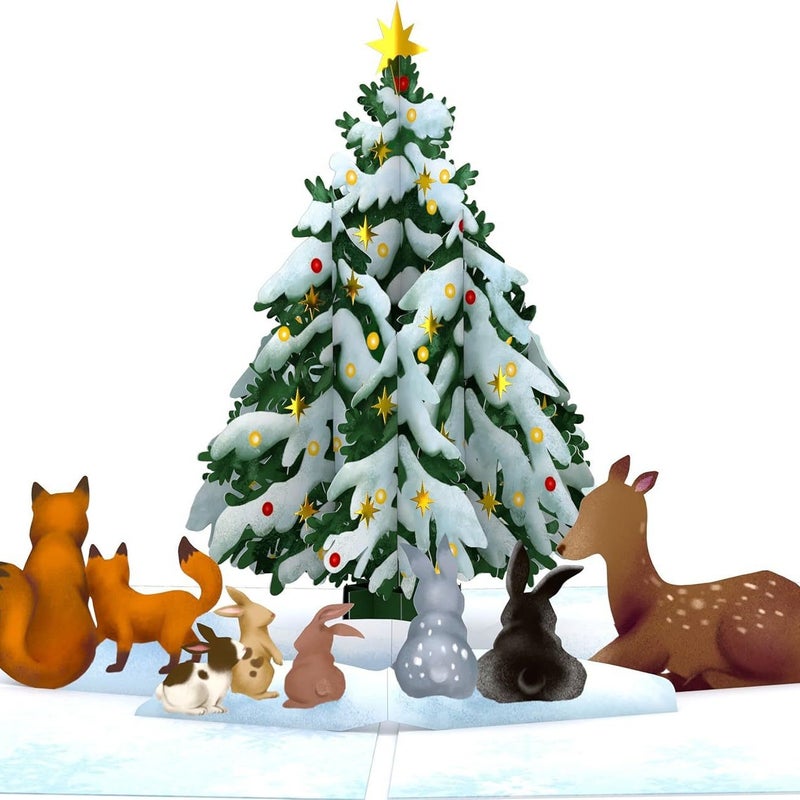Baomei Christmas Card With Square Front, Self-Printed Handmade Christmas Tree Ink-Style 3D Pop-Up Greeting Card, 2026 New Year Greeting Card - Image 3